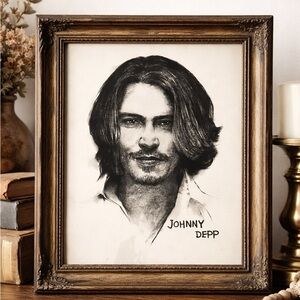 Vintage Sketch Copy of Young Johnny Depp 11X17